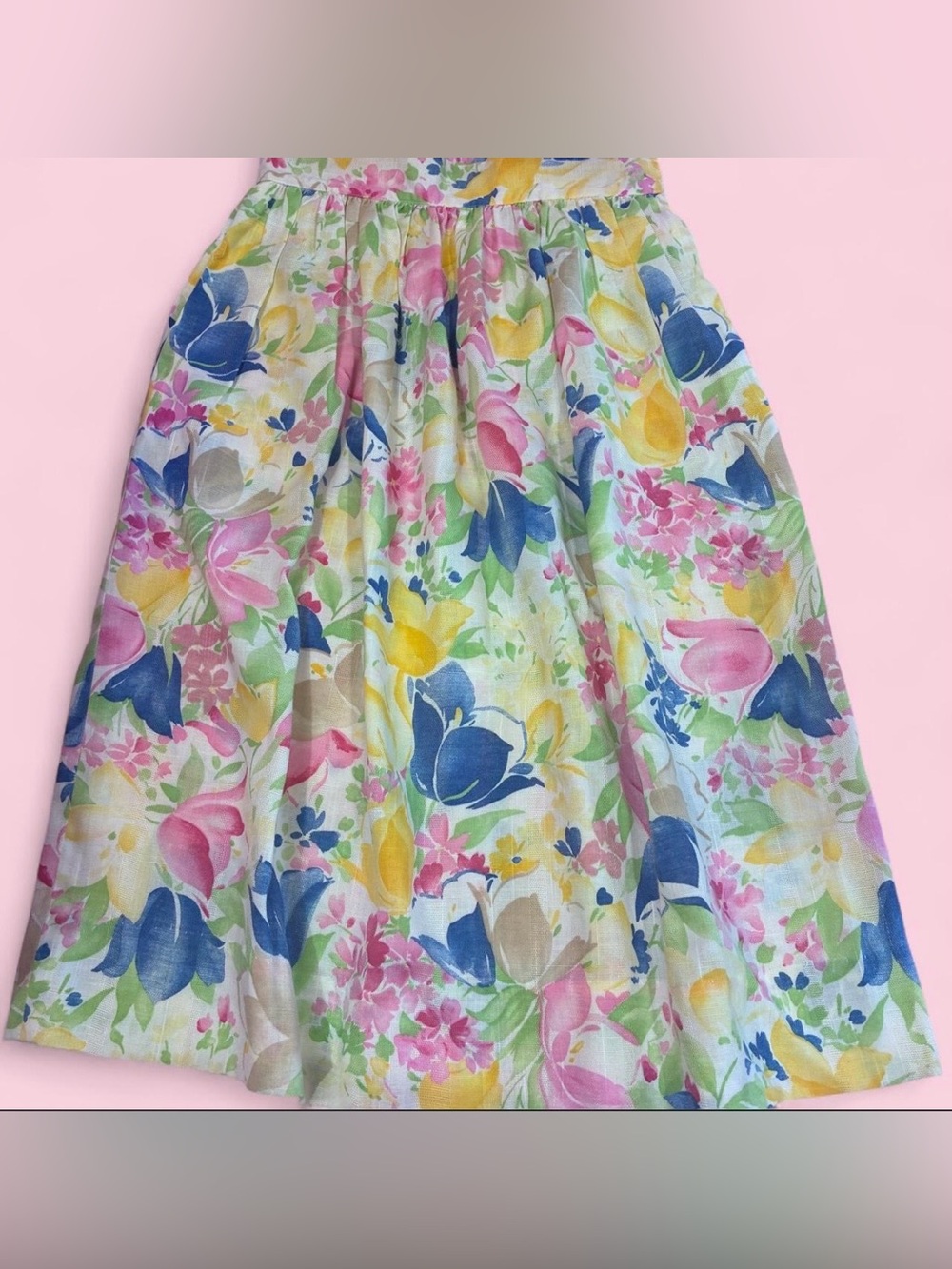 Stefanie Women’s Floral Maxi Skirt Pink Blue Vintage Retro Flowers 80s Sz 8